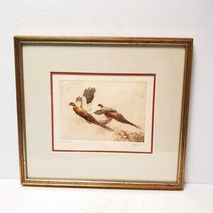 Framed Art Print by Sandy Scott, Ringnecks, Artist Proof, Pheasants 14"x13"
